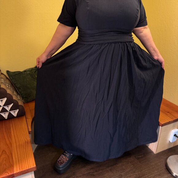 eShakti Ruched waist cotton knit maxi, 4X - Picture 9 of 10